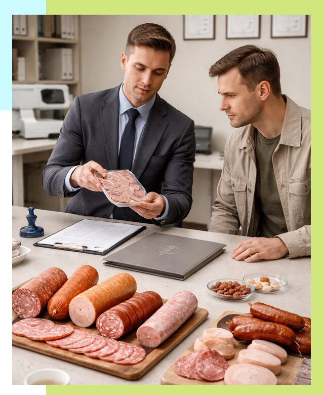 Сертификация колбасных изделий в Костроме от 7657 р. | Алешин-Кст